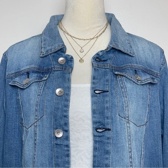 Est1946 Denim Womens Jean Jacket Long Sleeve Collared Button Down L - Picture 3 of 16